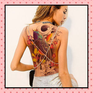 Tatouage éphémère femme, tatouage temporaire, faux tattoo, motif carpe koï