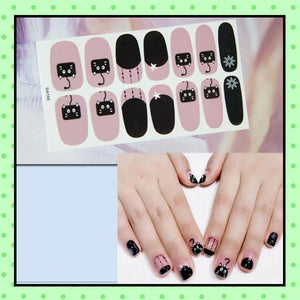 stickers d'ongles, nail patch, nail art, vernis à ongles chat