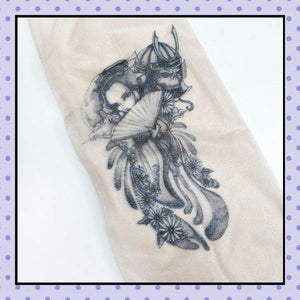 Collant effet tatouage tattoo tights motif geisha skull