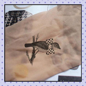 Collant effet tatouage tattoo tights motif oiseau moineau sparrow