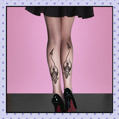 Collant effet tatouage tattoo tights motif dragon tribal