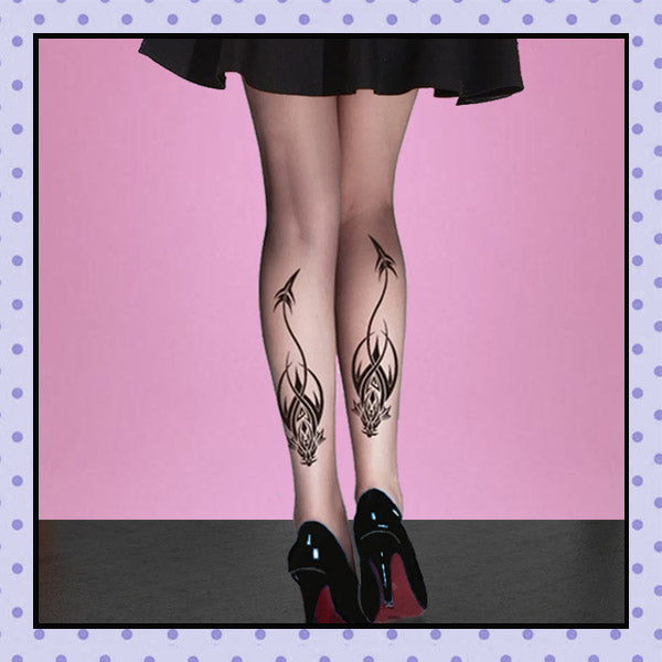 Collant effet tatouage tattoo tights motif dragon tribal