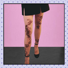 Collant effet tatouage tattoo tights motif fleur de prunier