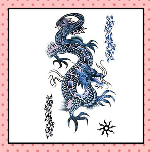 Tatouage éphémère femme, tatouage temporaire, faux tattoo, motif dragon bleu