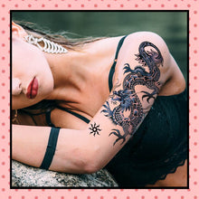 Tatouage éphémère femme, tatouage temporaire, faux tattoo, motif dragon bleu