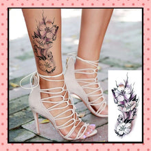Tatouage éphémère femme, tatouage temporaire, faux tattoo, motif fleurs black and grey