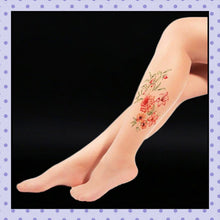 Collant effet tatouage tattoo tights motif fleurs