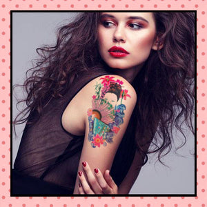 Tatouage éphémère femme, tatouage temporaire, faux tattoo, motif geisha éventail