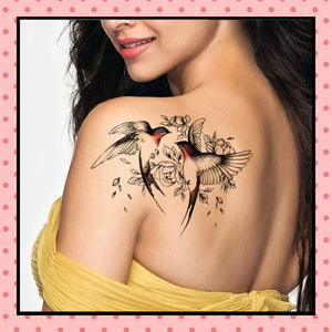 Tatouage éphémère femme, tatouage temporaire, faux tattoo, motif hirondelle old school 