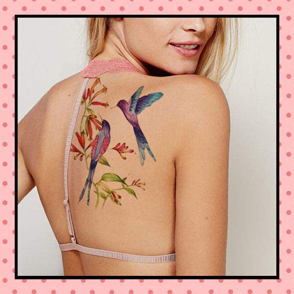 Tatouage éphémère femme, tatouage temporaire, faux tattoo, motif hirondelles old school