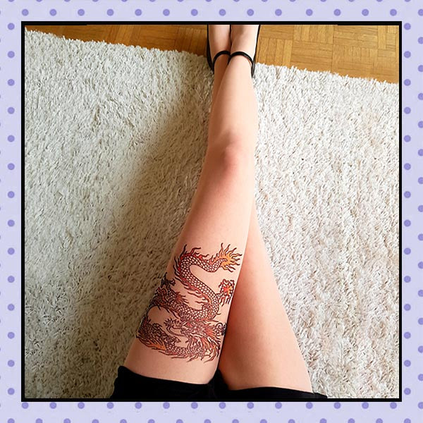 Collant effet tatouage tattoo tights motif dragon