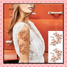 Tatouage éphémère femme, tatouage temporaire, faux tattoo, motif fleurs de pêcher rose