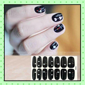 stickers d'ongles, nail patch, nail art, vernis à ongles noir