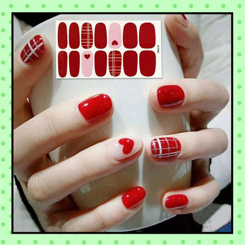 stickers d'ongles, nail patch, nail art, vernis à ongles rouge écossais