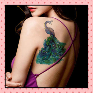 Tatouage éphémère femme, tatouage temporaire, faux tattoo, motif paon