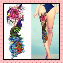 Tatouage éphémère femme, tatouage temporaire, faux tattoo, motif paon carpe Koï