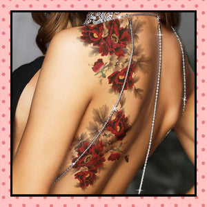 Tatouage éphémère femme, tatouage temporaire, faux tattoo, motif pivoine papillon fleur 