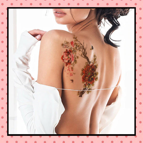Tatouage éphémère femme, tatouage temporaire, faux tattoo, motif pivoines papillons