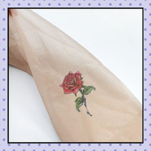 Collant effet tatouage tattoo tights motif fleurs rose