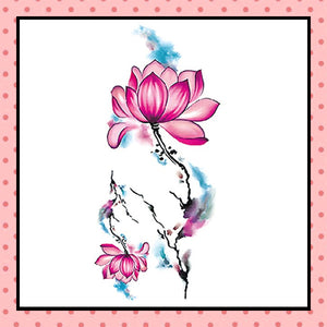 Tatouage éphémère femme, tatouage temporaire, faux tattoo, motif fleur de lotus rose