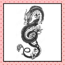 Tatouage éphémère femme, tatouage temporaire, faux tattoo, motif dragon black and grey