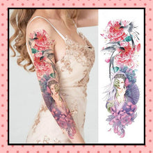 Tatouage éphémère femme, tatouage temporaire, faux tattoo, motif geisha hirondelles
