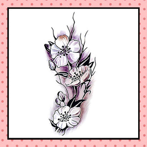 Tatouage éphémère femme, tatouage temporaire, faux tattoo, motif fleurs black and grey